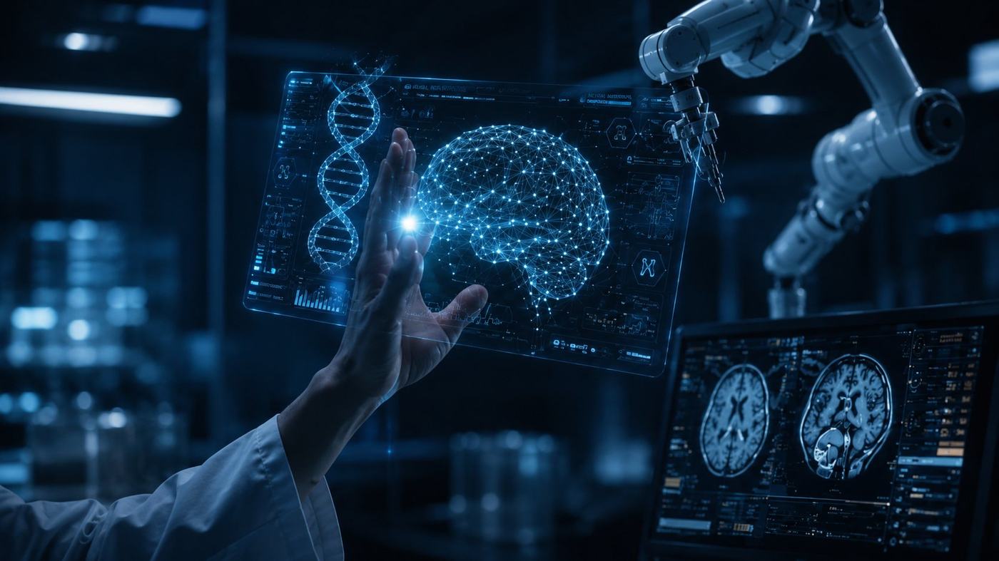 Doctor using AI technology in medical diagnostics